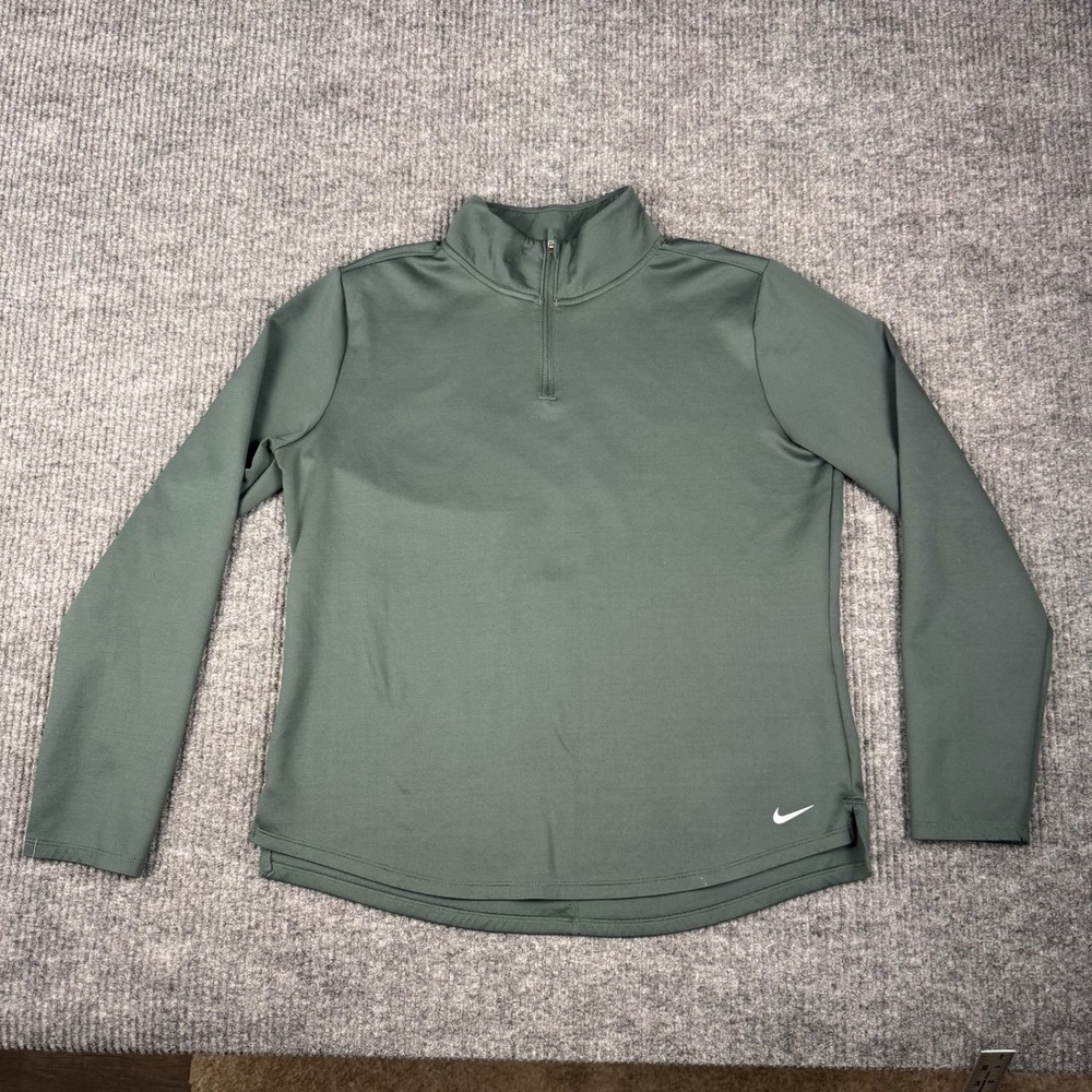 Nike Therma FIT One Pullover Womens L 1/2 Zip Vintage Green Stretch Athleisure